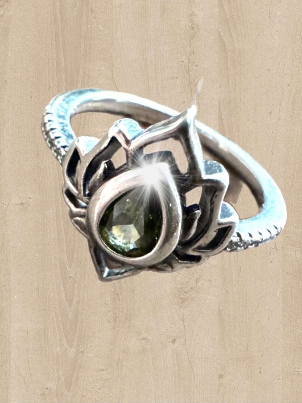 Teardrop Gem Lotus Ring